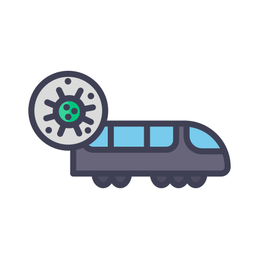 Coronavirus, covid, train, transport, virus transmission icon